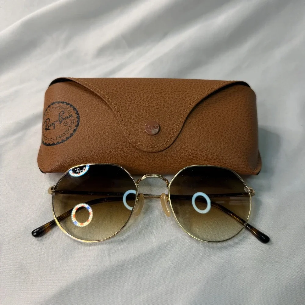 Ray-Ban Jack Sunglasses Gold Metal Brown Gradient Lenses RB3565 Case included